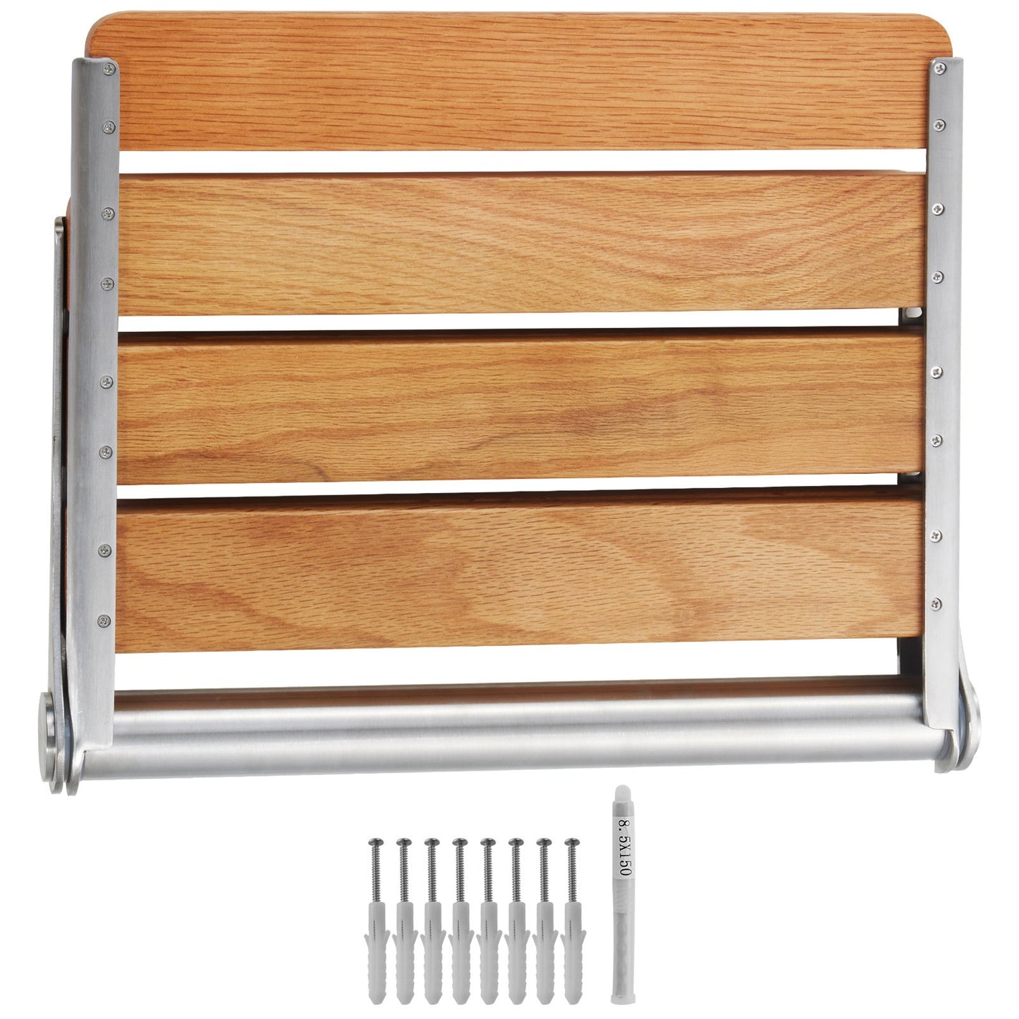 Folding Oak Shower Seat 16.1"/40.9 cm x 13.4"/34 cm Wall Mounted Shower Bench 440 lbs/199.6 kg