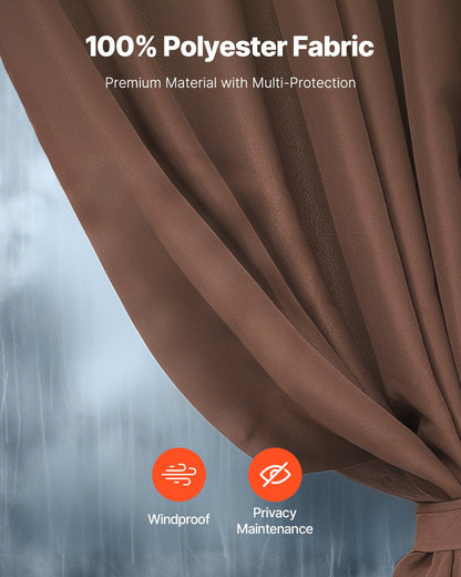 Gazebo Curtains Outdoor, Fit Most 10' x 10' x 6.9' Gazebos, 4-Panel Sidewall Gazebo Privacy Curtains with Zippers, Outdoor Curtain Replacement for Patio Canopy, Only Curtain, Coffee