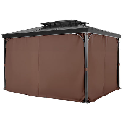 Gazebo Curtains Outdoor, Fit Most 10' x 10' x 6.9' Gazebos, 4-Panel Sidewall Gazebo Privacy Curtains with Zippers, Outdoor Curtain Replacement for Patio Canopy, Only Curtain, Coffee