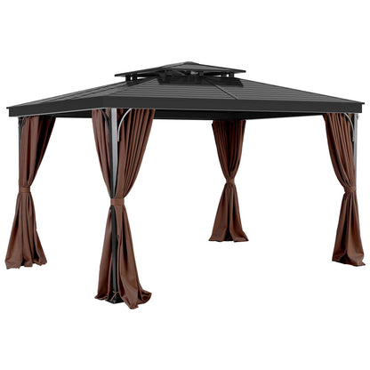 Gazebo Curtains Outdoor, Fit Most 10' x 10' x 6.9' Gazebos, 4-Panel Sidewall Gazebo Privacy Curtains with Zippers, Outdoor Curtain Replacement for Patio Canopy, Only Curtain, Coffee