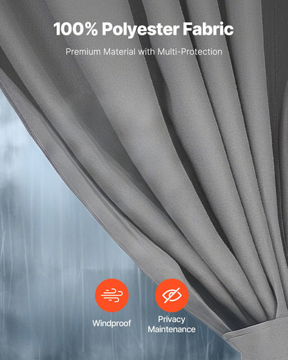 Paviljonggardiner för utomhusbruk, passar de flesta 10' x 10' x 6,9' paviljonger, 4-panelers sidoväggiga gardiner för paviljonger med dragkedjor, ersättning för utomhusgardin för uteplatstak, endast gardin, grå