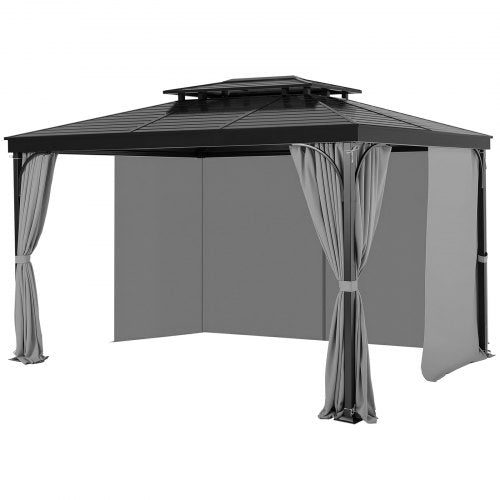 Gazebo Curtains Outdoor, 12' x 10' x 6.7' Gazebos, 4-Panel Sidewall Gazebo Privacy Curtains with Zippers, Outdoor Curtain Replacement for Patio Canopy, Only Curtain, Gray