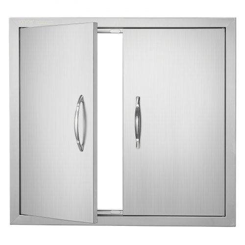 BBQ Access Door, 660x609 mm Double Outdoor Kitchen Door, Stainless Steel Flush Mount Door, Wall Vertical Door with Handles, for BBQ Island, Grilling Station, Outside Cabinet