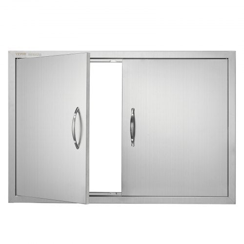 BBQ Access Door, 915x610 mm Double Outdoor Kitchen Door, Stainless Steel Flush Mount Door, Wall Vertical Door with Handles, for BBQ Island, Grilling Station, Outside Cabinet