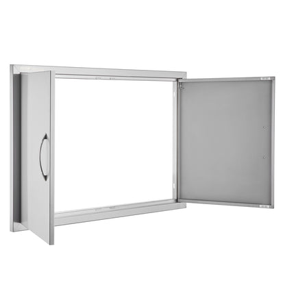 BBQ Access Door, 915x610 mm Double Outdoor Kitchen Door, Stainless Steel Flush Mount Door, Wall Vertical Door with Handles, for BBQ Island, Grilling Station, Outside Cabinet