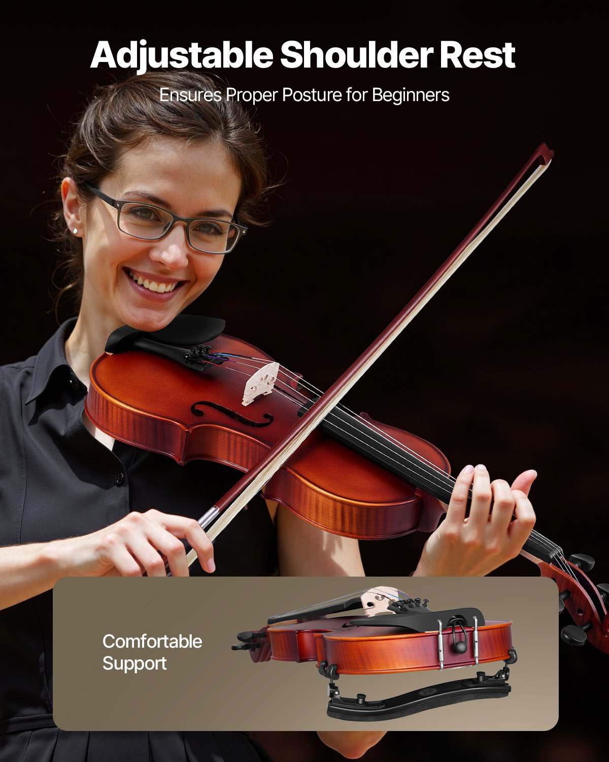 Violin 4/4 355mm Size Fiddle Set Solidwood for Beginner Matte Brown Patterned