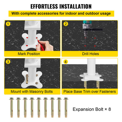 Stair Railing Kit, 152.4 cm Handrails for Outdoor 0-5 Steps, Adjustable Angle White Aluminum Stair Handrail, Indoor & Outdoor Stairs for the Elderly