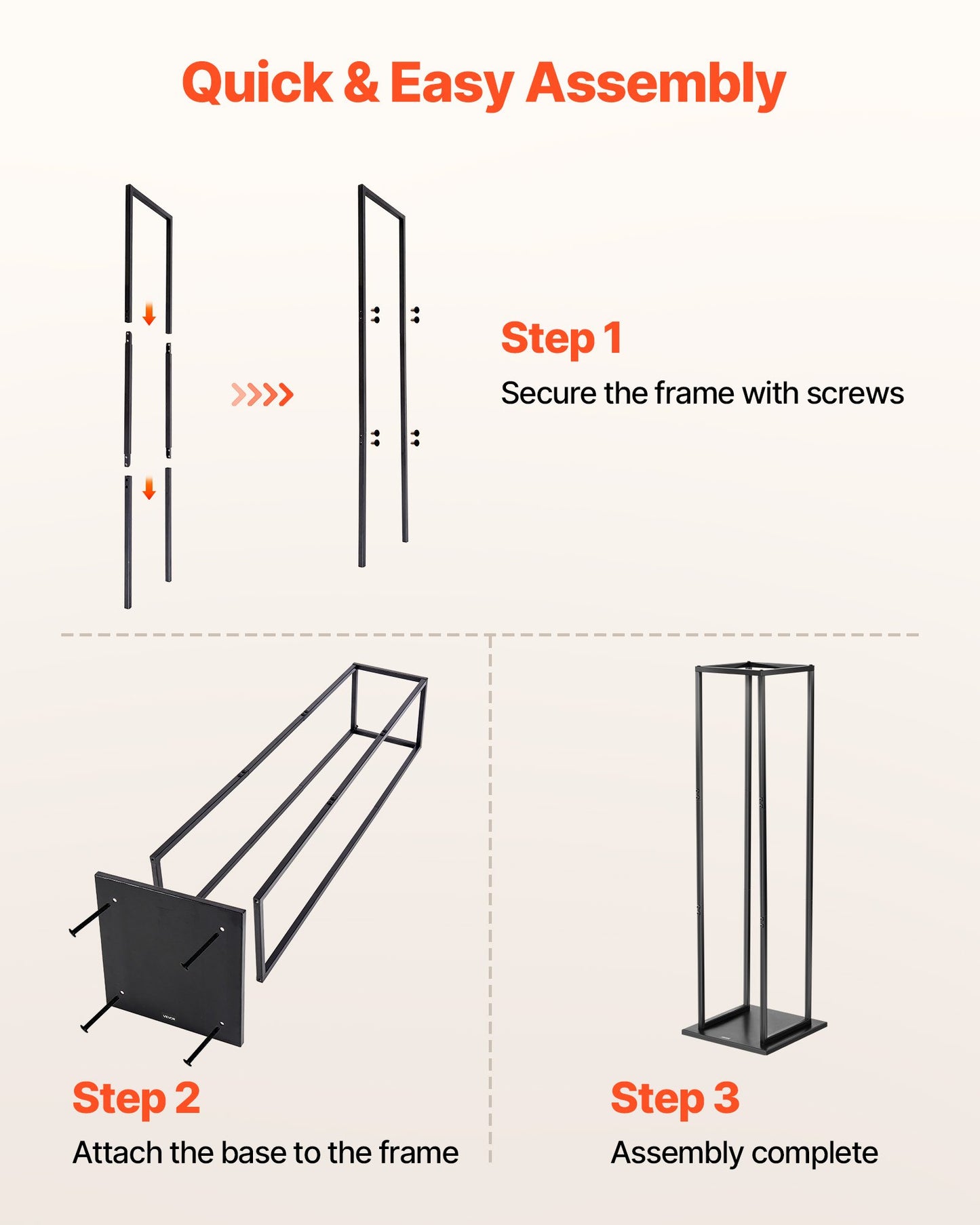 Indoor Firewood Rack, 33 × 32 × 112 cm Log Stacker Holder, Holds up to 45kg, Tall Wood Storage Stand, Powder-Coated Steel Firewood Holder, Heavy Duty Wood Pile Rack for Fireplace