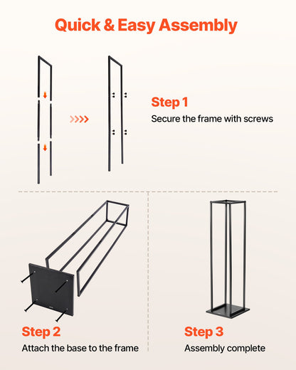 Indoor Firewood Rack, 33 × 32 × 112 cm Log Stacker Holder, Holds up to 45kg, Tall Wood Storage Stand, Powder-Coated Steel Firewood Holder, Heavy Duty Wood Pile Rack for Fireplace