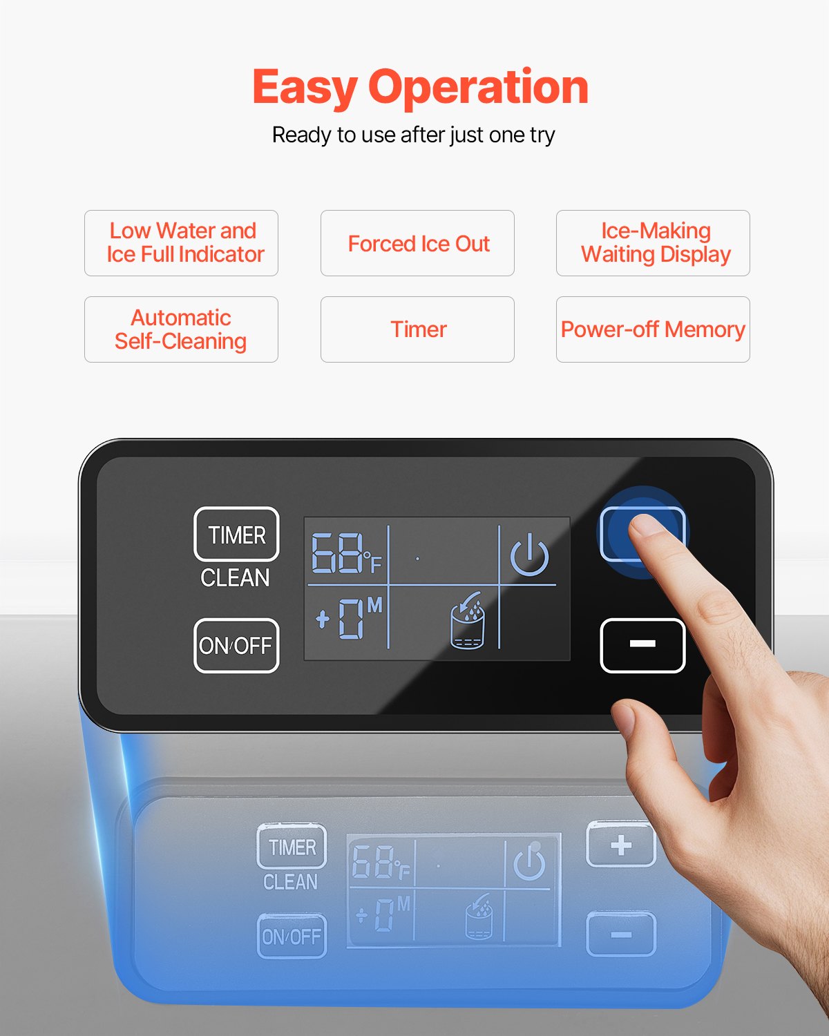 Undercounter Built-in Ice Maker, 80 Lbs/Day Under Counter Ice Maker Machine with Reversible Door Stainless Steel, Freestanding Ice Maker for Commercial Home Kitchen, Electric Drainage