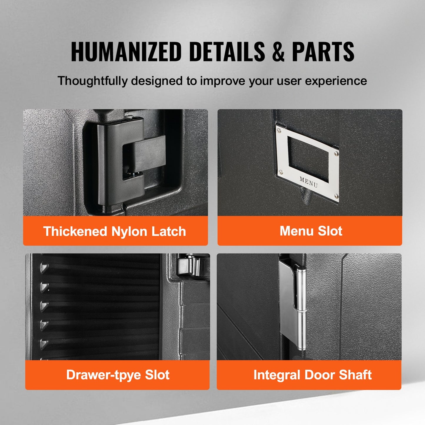 Insulated Food Pan Carrier, 120 L Hot Box for Catering, LLDPE Food Box Carrier with Double Buckles, Front Loading Food Warmer with Handles, End Loader with Wheels for Restaurant, Canteen, etc.