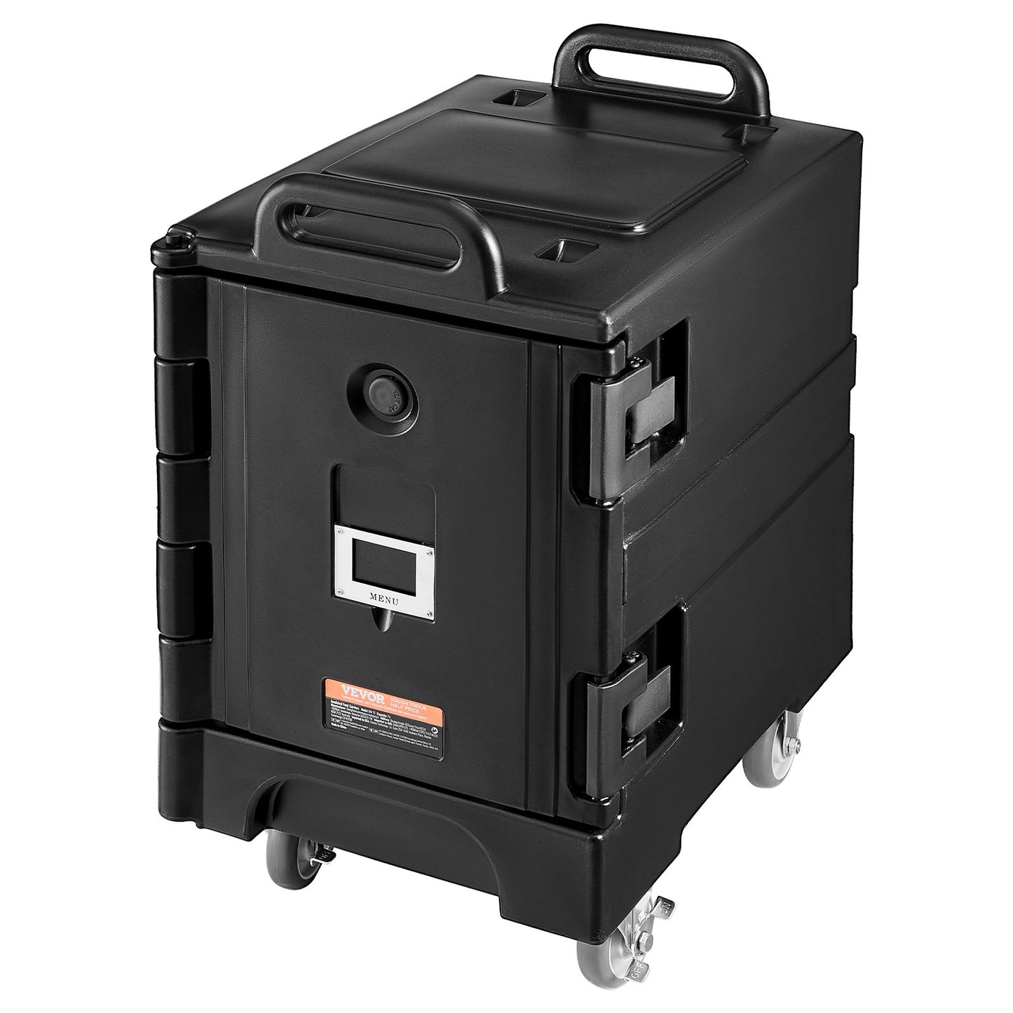 Insulated Food Pan Carrier, 81 Qt Hot Box for Catering, Food Box Carrier with Double Buckles, Front Loading Food Warmer with Handles, Stackable End Loader with Wheels for Restaurant, Canteen