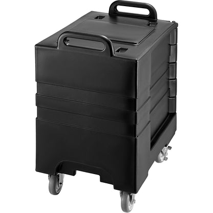 Insulated Food Pan Carrier, 81 Qt Hot Box for Catering, Food Box Carrier with Double Buckles, Front Loading Food Warmer with Handles, Stackable End Loader with Wheels for Restaurant, Canteen