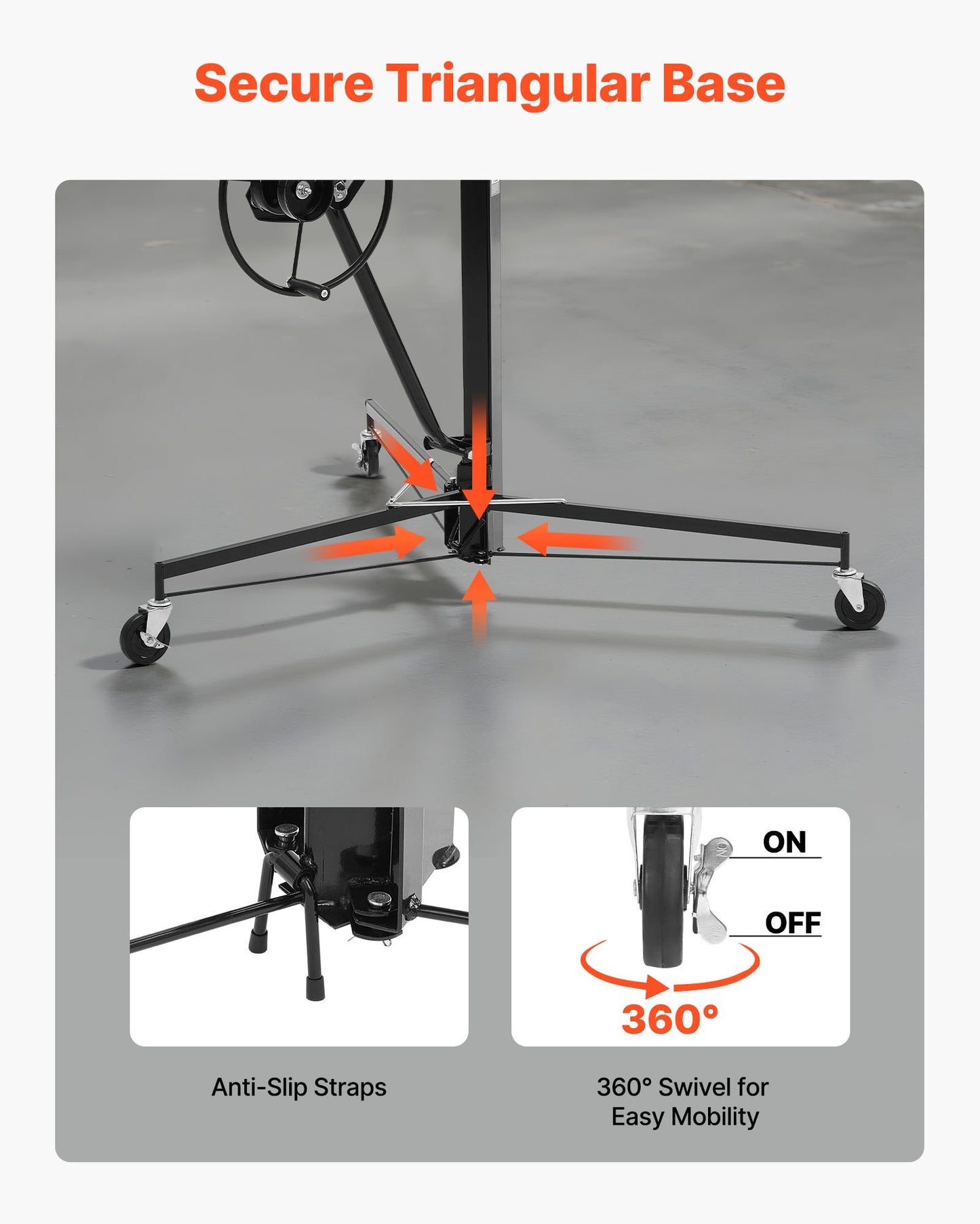 3353 mm gipslyft, kraftig 68 kg gipskivotlyft med justerbar teleskoparm, låsbara hjul, gipslyft, paneldomkraft, lyftverktyg, idealisk för tak- och vägginstallation (svart)