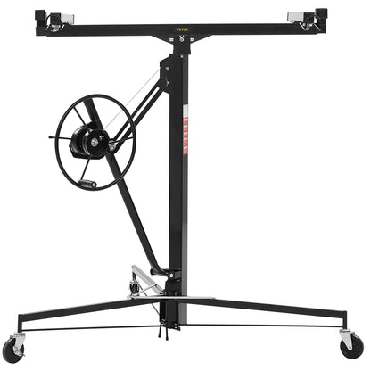 3353 mm gipslyft, kraftig 68 kg gipskivotlyft med justerbar teleskoparm, låsbara hjul, gipslyft, paneldomkraft, lyftverktyg, idealisk för tak- och vägginstallation (svart)