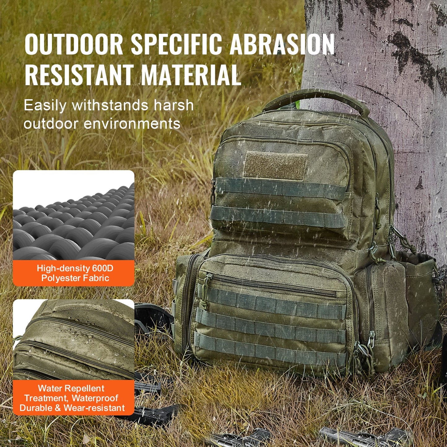 Taktisk skjutbana för 6 pistoler, pistolryggsäck med 6 separata pistolväskor och 10 magasin, pistolryggsäck för utomhusjakt, skjutbana för pistoler med låsbar dragkedja, grön