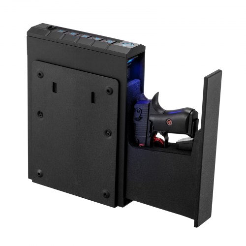 Gun Safe, Slider Handgun Gun Safe with Fingerprint/Password/Key, 3-Way Quick Access Firearm Case Box with Lighting for 1 Pistol & Magazine, Mounted Pistol Gun Box for Nightstand Bedside Desk Car