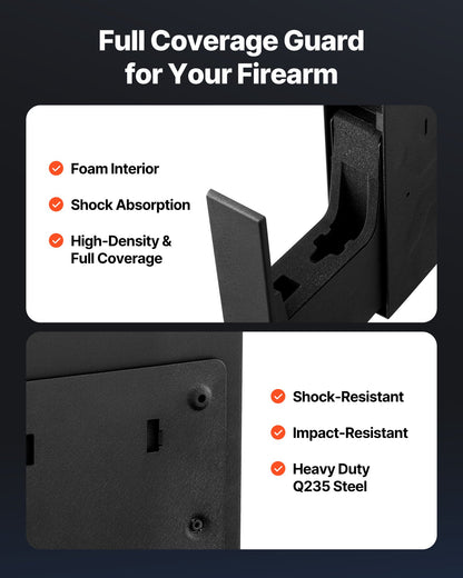 Gun Safe, Slider Handgun Gun Safe with Fingerprint/Password/Key, 3-Way Quick Access Firearm Case Box with Lighting for 1 Pistol & Magazine, Mounted Pistol Gun Box for Nightstand Bedside Desk Car