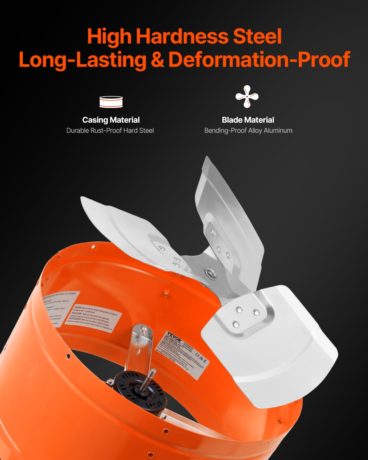 Gable Mount Fan, 15 Inch Attic Exhaust Fan with Adjustable Thermostat & Outer Mesh, 1650 CFM House Ventilator Cools Up to 2360 Sq.Ft, Quiet Ventilation for Roof, Garage & Shop, Vibrant Orange