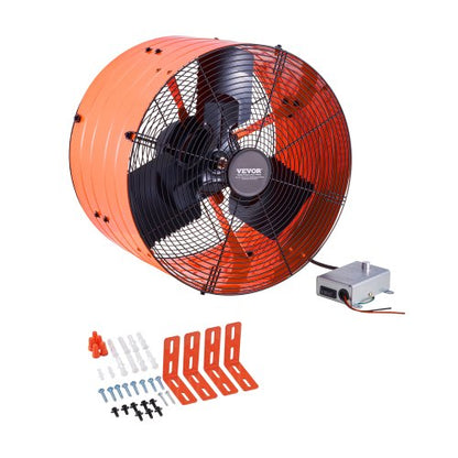 Gable Mount Fan, 16 Inch Attic Exhaust Fan with Adjustable Thermostat & Outer Mesh, 2940 CFM House Ventilator Cools Up to 4200 Sq.Ft, Quiet Ventilation for Roof, Garage & Shop, Vibrant Orange