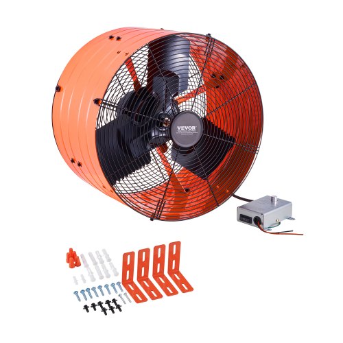 Gable Mount Fan, 16 Inch Attic Exhaust Fan with Adjustable Thermostat & Outer Mesh, 2940 CFM House Ventilator Cools Up to 4200 Sq.Ft, Quiet Ventilation for Roof, Garage & Shop, Vibrant Orange
