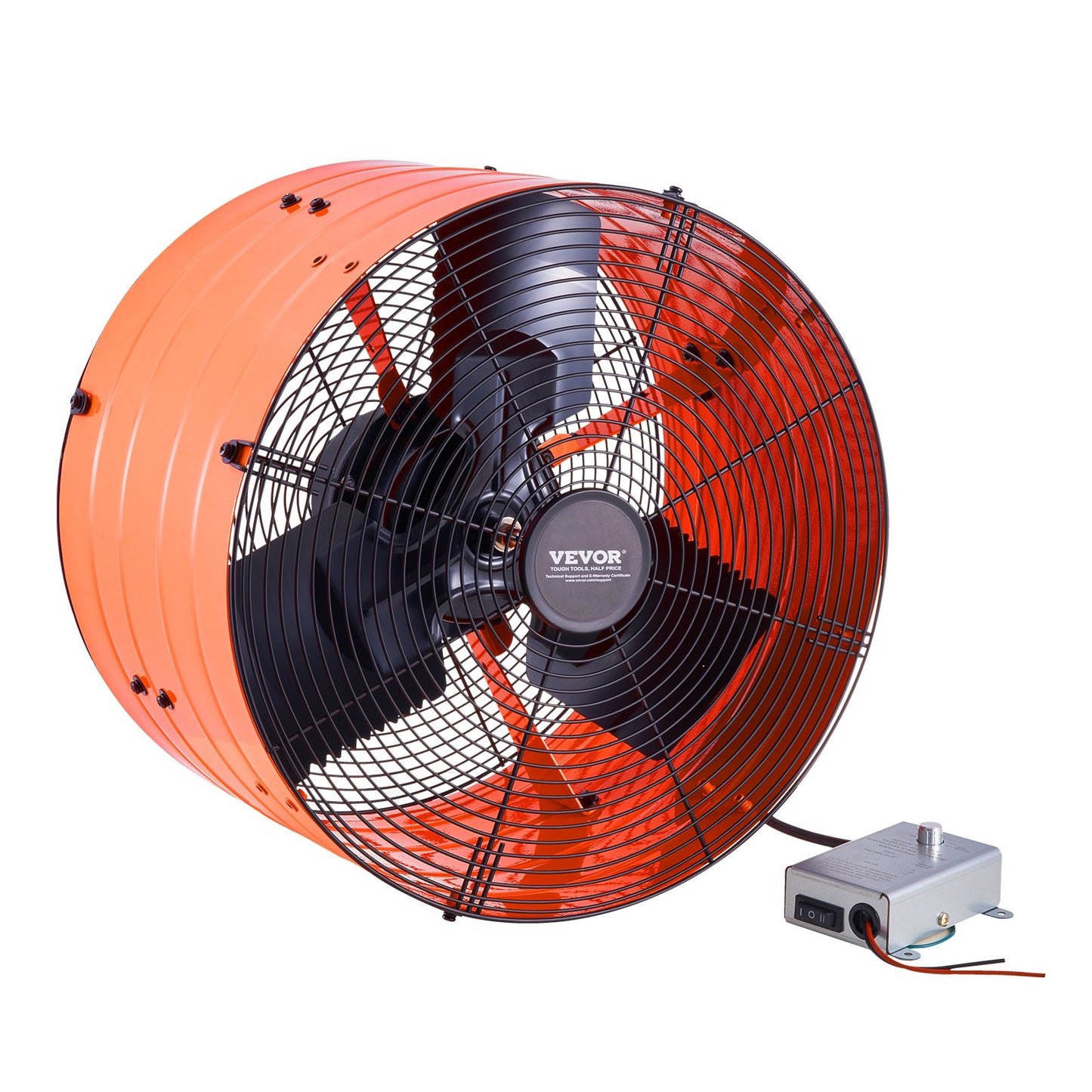 Gable Mount Fan, 16 Inch Attic Exhaust Fan with Adjustable Thermostat & Outer Mesh, 2940 CFM House Ventilator Cools Up to 4200 Sq.Ft, Quiet Ventilation for Roof, Garage & Shop, Vibrant Orange