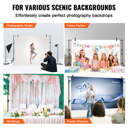 365.7 x 304.8 cm Heavy Duty Backdrop Stand, Height Adjustable Photography Backdrop Stand, Background Support System with 6 Clamps and A Carry Bag, for Party, Wedding, Display, Photo