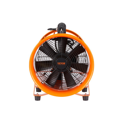 25.4cm Portable Ventilator, 2 Speed Industrial Utility Blower Fan with 10m Flexible Duct Hose, Exhaust Axial Fan for Basements, Workshops, Warehouses , and Confined Spaces, Orange