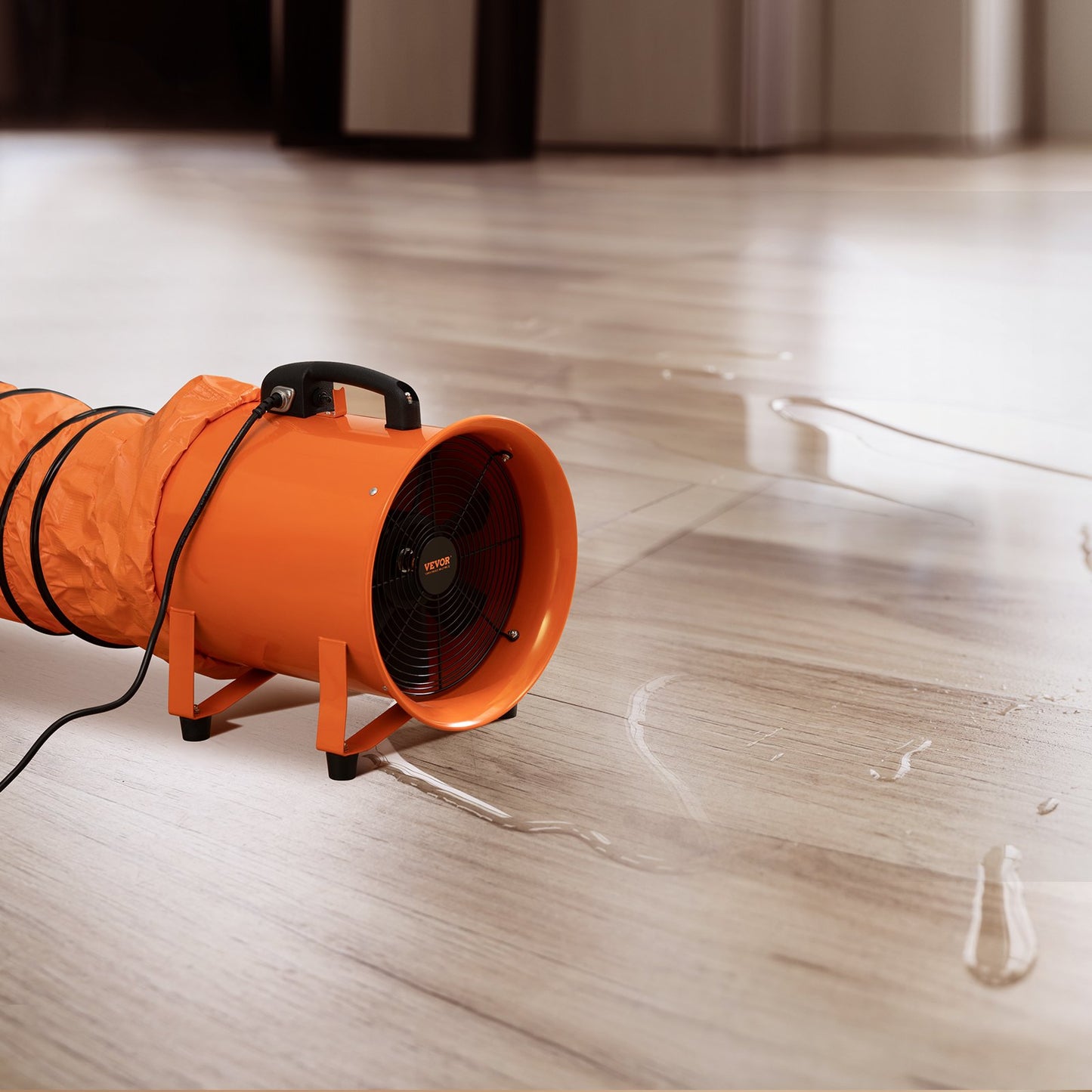 30.5cm Portable Ventilator, 2 Speed 2894CFM High-Velocity Industrial Utility Blower Fan with 10m Flexible Duct Hose, Exhaust Axial Fan for Basements, Workshops, Warehouses, Orange