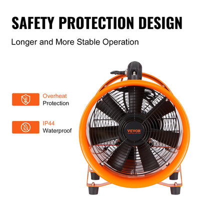 40.6cm Portable Ventilator, 2 Speed 5175CFM High-Velocity Industrial Utility Blower Fan with 5m Flexible Duct Hose, Exhaust Axial Fan for Basements, Workshops, Warehouses, Orange