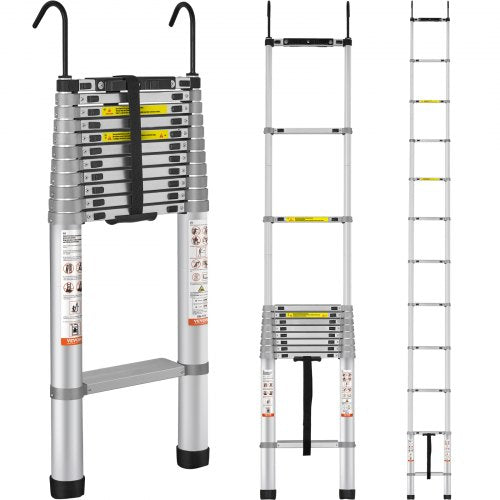 Telescoping Ladder Aluminum Extension Step 457.2 cm Multi-purpose Portable