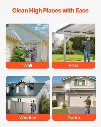 Teleskopisk sprutstav för högtryckstvätt, 7,2 m, 4000 psi, teleskopisk sprutstav med förlängningsrör för högtryckstvätt, hängrännrengörare, svängbar koppling, 7 sprutmunstycken och justerbar stödsele