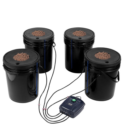 DWC Hydroponics Grow System, Hydroponic Growing System, Deep Water Culture 5-Gallon 4 Buckets, DWC System with Air Pump, Air Stones and Water Level Device for Leafy Vegetables