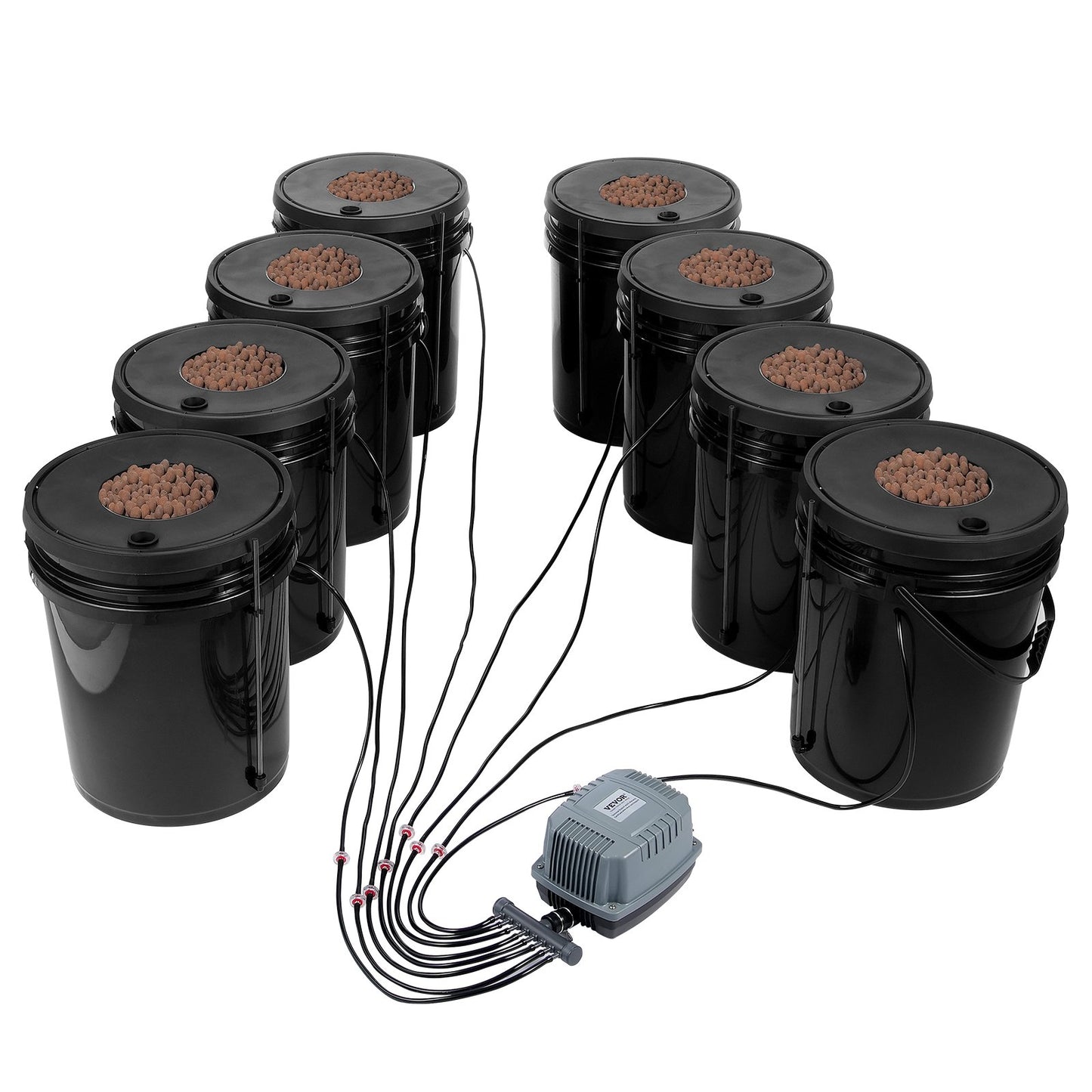 DWC Hydroponics Grow System, Hydroponic Growing System, Deep Water Culture 5-Gallon 8 Buckets, DWC System with Air Pump, Air Stones and Water Level Device for Leafy Vegetables