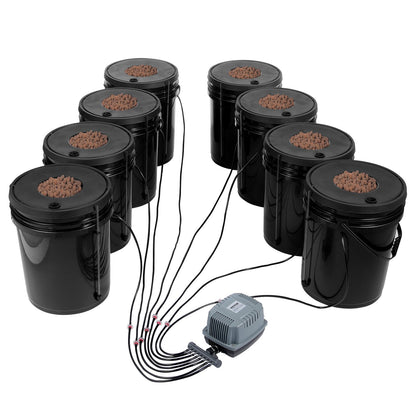 DWC Hydroponics Grow System, Hydroponic Growing System, Deep Water Culture 5-Gallon 8 Buckets, DWC System with Air Pump, Air Stones and Water Level Device for Leafy Vegetables