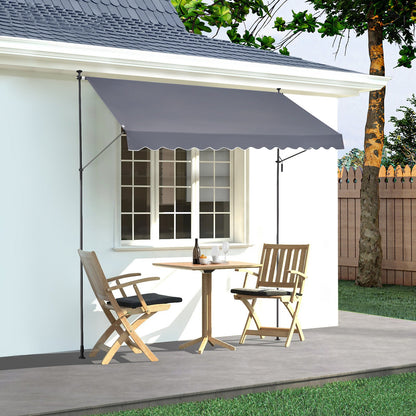138 x 47" Patio Awning Retractable, Awning Sunshade Shelter with Manual Crank Handle, Outdoor Patio Canopy Sunsetter Deck, Adjustable Height from 86 to 122 in, for Patio/Balcony/Yard, Dark Gray