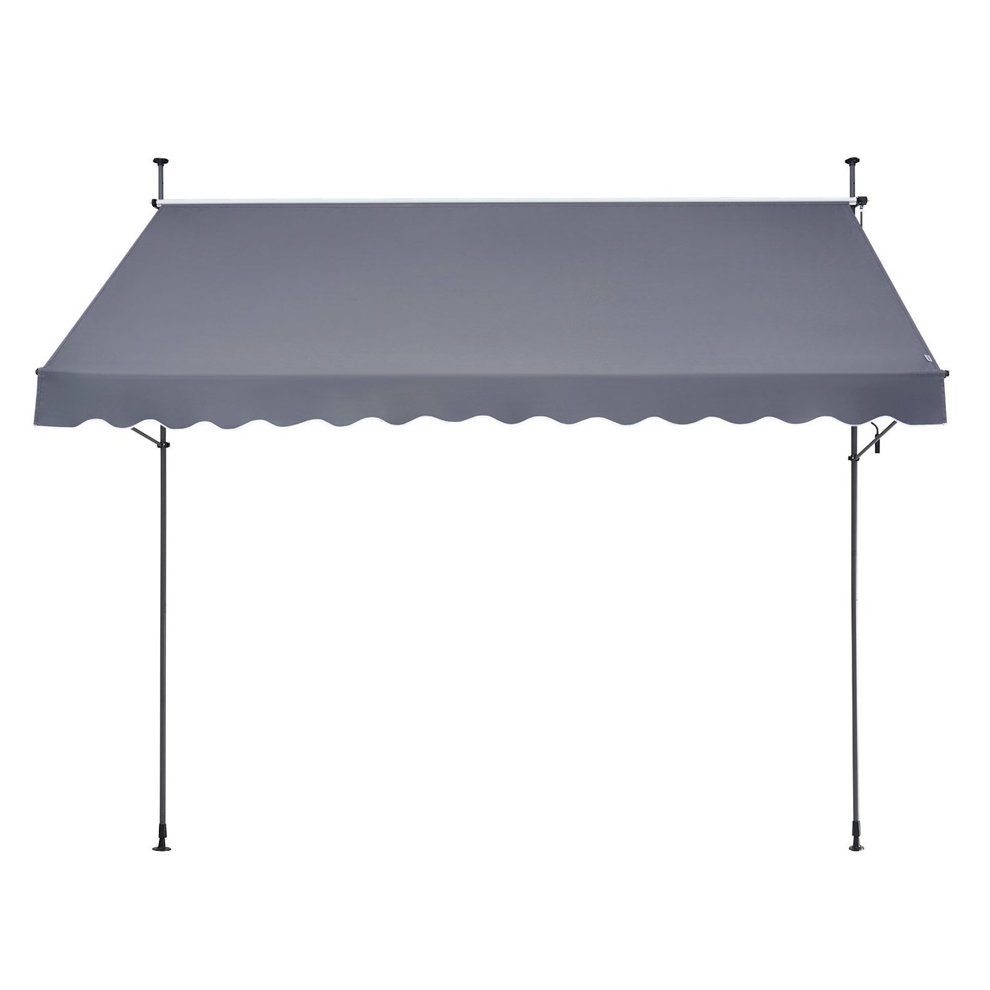 138 x 47" Patio Awning Retractable, Awning Sunshade Shelter with Manual Crank Handle, Outdoor Patio Canopy Sunsetter Deck, Adjustable Height from 86 to 122 in, for Patio/Balcony/Yard, Dark Gray