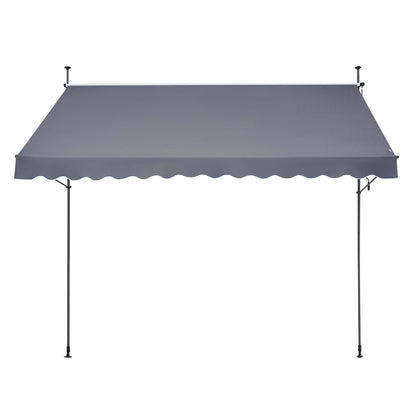 138 x 47" Patio Awning Retractable, Awning Sunshade Shelter with Manual Crank Handle, Outdoor Patio Canopy Sunsetter Deck, Adjustable Height from 86 to 122 in, for Patio/Balcony/Yard, Dark Gray