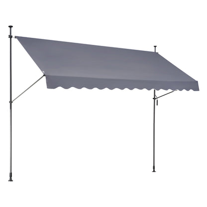 138 x 47" Patio Awning Retractable, Awning Sunshade Shelter with Manual Crank Handle, Outdoor Patio Canopy Sunsetter Deck, Adjustable Height from 86 to 122 in, for Patio/Balcony/Yard, Dark Gray