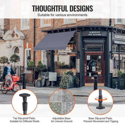 98 x 47" Patio Awning Retractable, Awning Sunshade Shelter with Manual Crank Handle, Outdoor Patio Canopy Sunsetter Deck, Adjustable Height from 86 to 122 in, for Patio/Balcony/Yard, Dark Gray