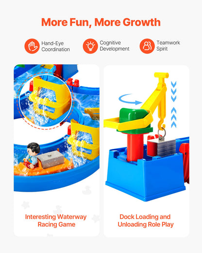 Water Table for Toddlers, Kids Activity Play Waterway, Outdoor Summer Water Park Playset with 39PCS Accessories for Backyard Lawn Beach, Activity Sensory Play Table for 3+ Years Boys Girls