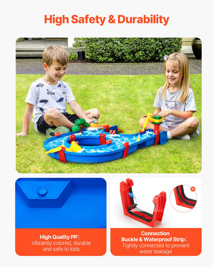 Water Table for Toddlers, Kids Activity Play Waterway, Outdoor Summer Water Park Playset with 39PCS Accessories for Backyard Lawn Beach, Activity Sensory Play Table for 3+ Years Boys Girls