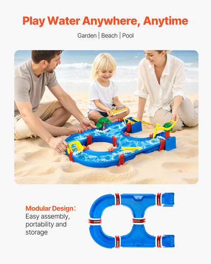 Water Table for Toddlers, Kids Activity Play Waterway, Outdoor Summer Water Park Playset with 39PCS Accessories for Backyard Lawn Beach, Activity Sensory Play Table for 3+ Years Boys Girls