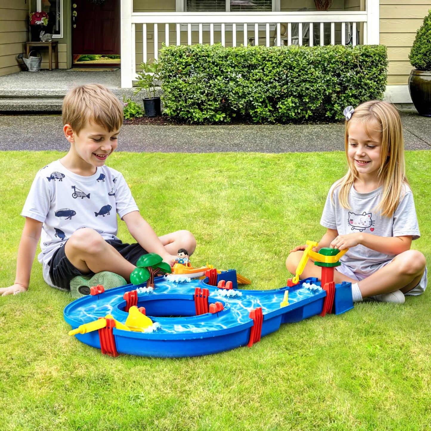 Water Table for Toddlers, Kids Activity Play Waterway, Outdoor Summer Water Park Playset with 39PCS Accessories for Backyard Lawn Beach, Activity Sensory Play Table for 3+ Years Boys Girls