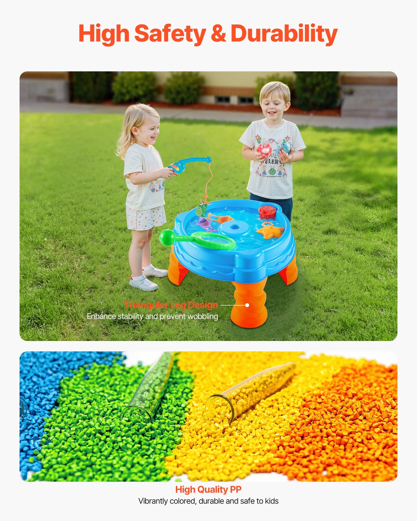 Water Table for Toddlers, Kids Activity Sensory Table, Fish 'n Splash Water Playset with 9PCS Toy Accessories, Summer Water Activity Table with Fishing Game Set for 3+ Years Boys Girls