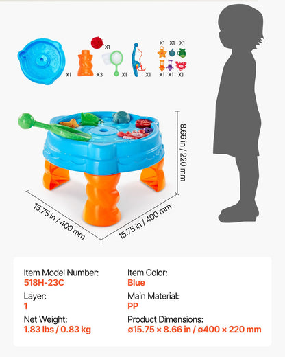 Water Table for Toddlers, Kids Activity Sensory Table, Fish 'n Splash Water Playset with 9PCS Toy Accessories, Summer Water Activity Table with Fishing Game Set for 3+ Years Boys Girls