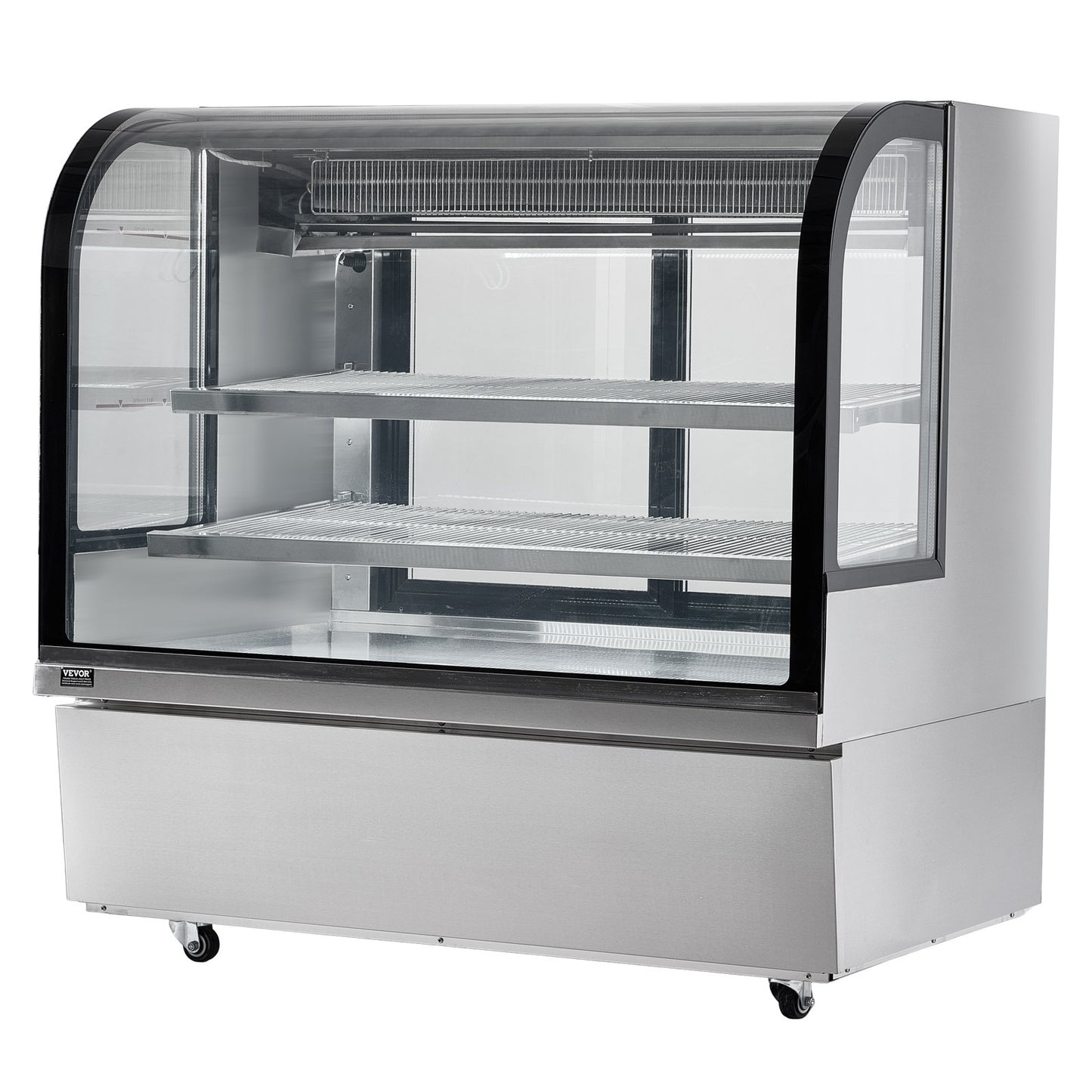 Refrigerated Display Case, 18 Cu.Ft./505L Large Pastry Display Case, 2-Tier Commercial Display Refrigerator with LED Lighting, Downdraft Cooling, Movable with Casters, for Bakery