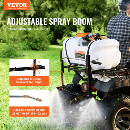ATV Spot Sprayer, 15.9 Gal/60 L ATV/UTV Broadcast Sprayer with A Nozzle Boom, 12 V Pump Weed Sprayer with Water Tank, 1.9 GPM Flow Rate, Adjustable 0-72 PSI, 20FT Hose, White