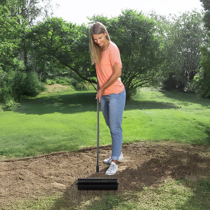 Rolling Lawn Aerator, 21-inch Heavy-Duty Manual Rolling Aerator Lawn with Detachable Handle and 33 Iron Spikes, Rolling Lawn Aeration Tool for Garden Patio Yard Compacted Soils and Lawns, Black