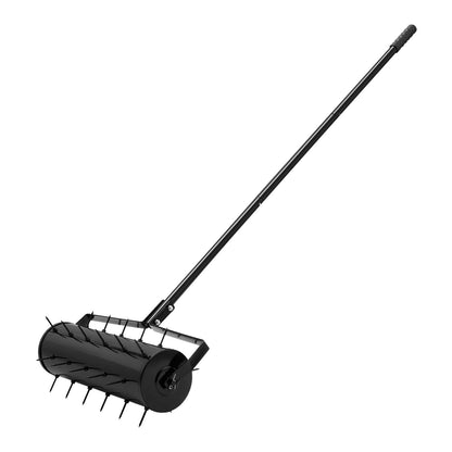 Rolling Lawn Aerator, 21-inch Heavy-Duty Manual Rolling Aerator Lawn with Detachable Handle and 33 Iron Spikes, Rolling Lawn Aeration Tool for Garden Patio Yard Compacted Soils and Lawns, Black